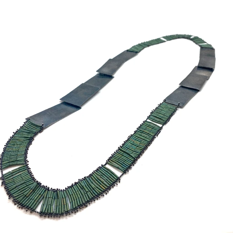 Matte Green Ladder Necklace