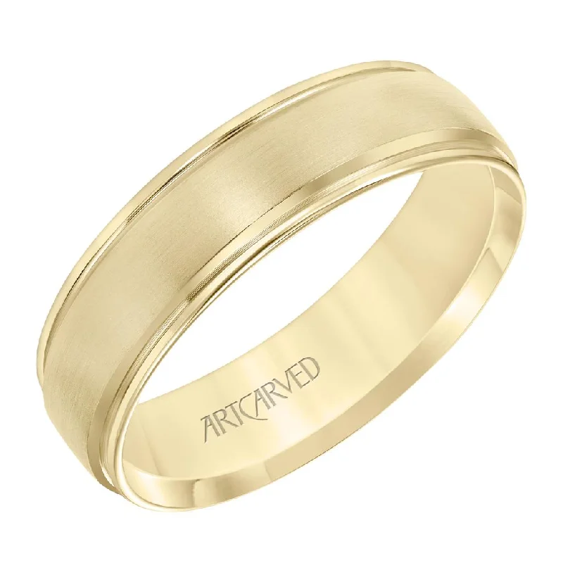 Low Dome Round Edge Carved Wedding Band