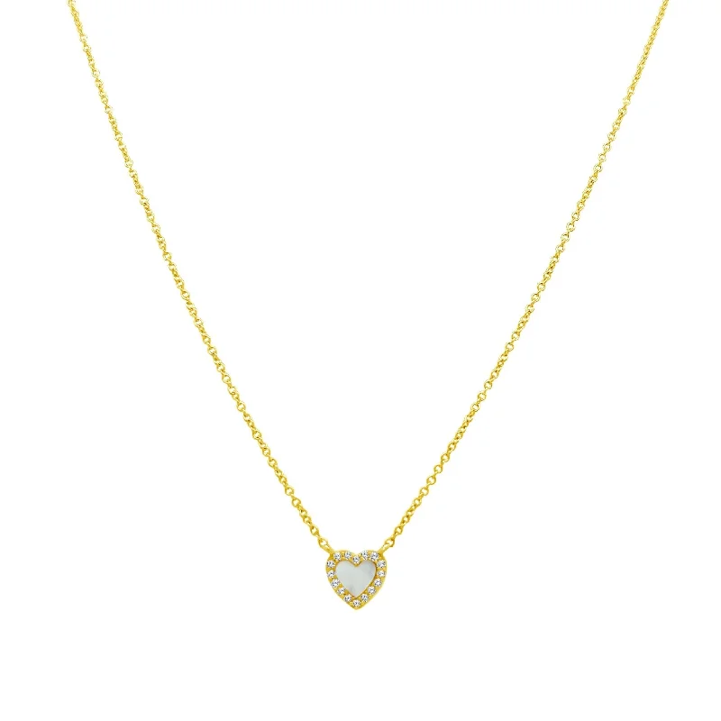 Mini Gemstone & Pave Heart Necklace