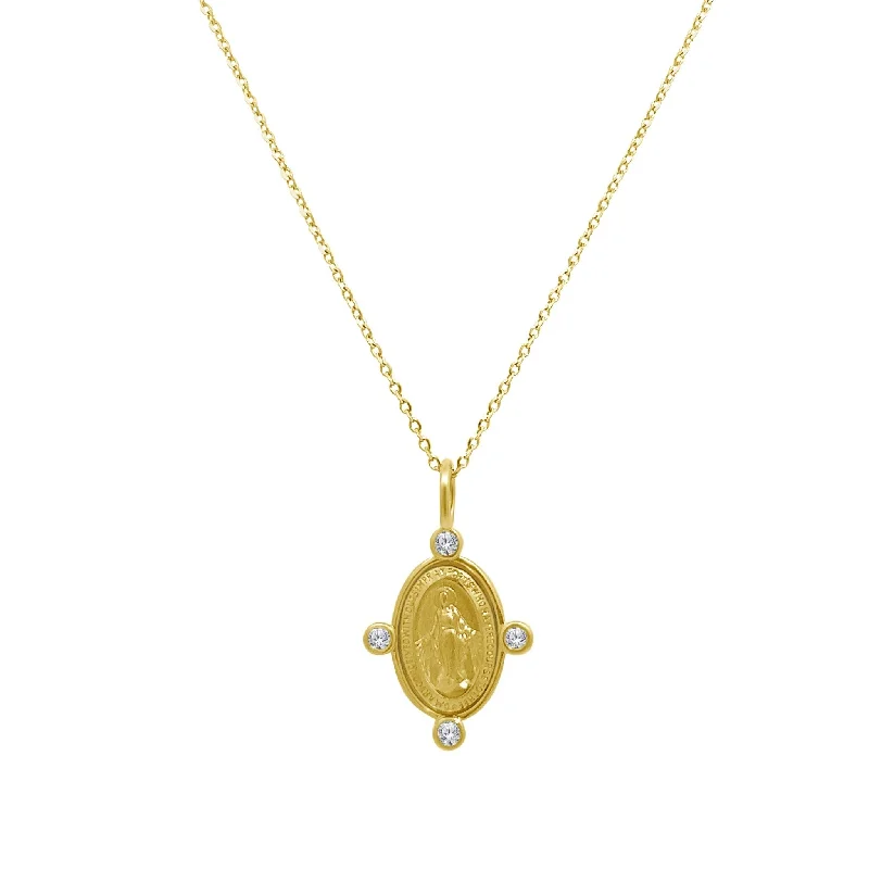 Miraculous Medal with Diamond Bezel Border