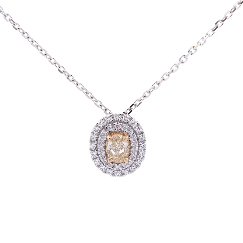 Oval Shaped Diamond Pendant Necklace