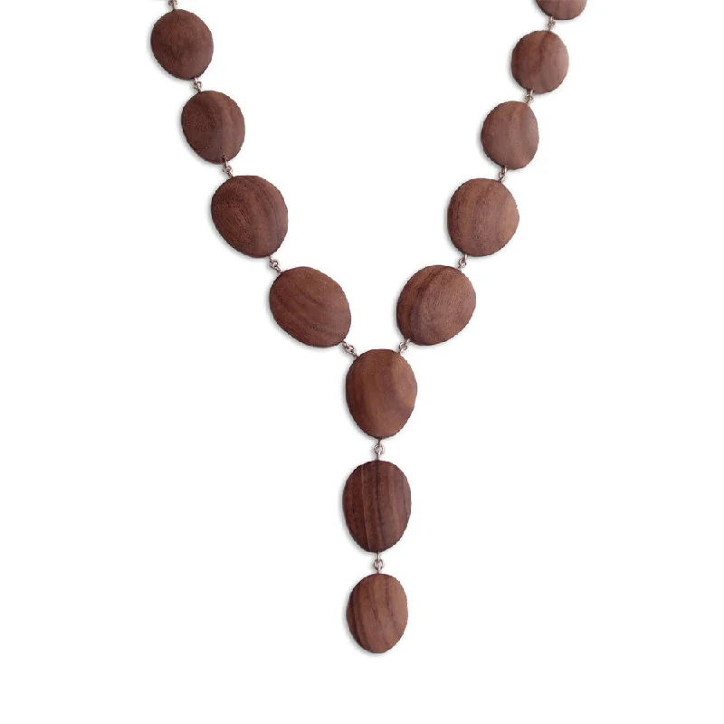 oval wood totem necklace