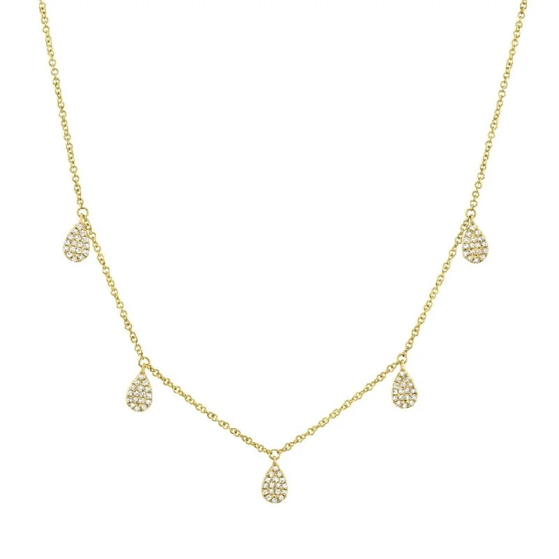 Pave Pear Dangle Necklace