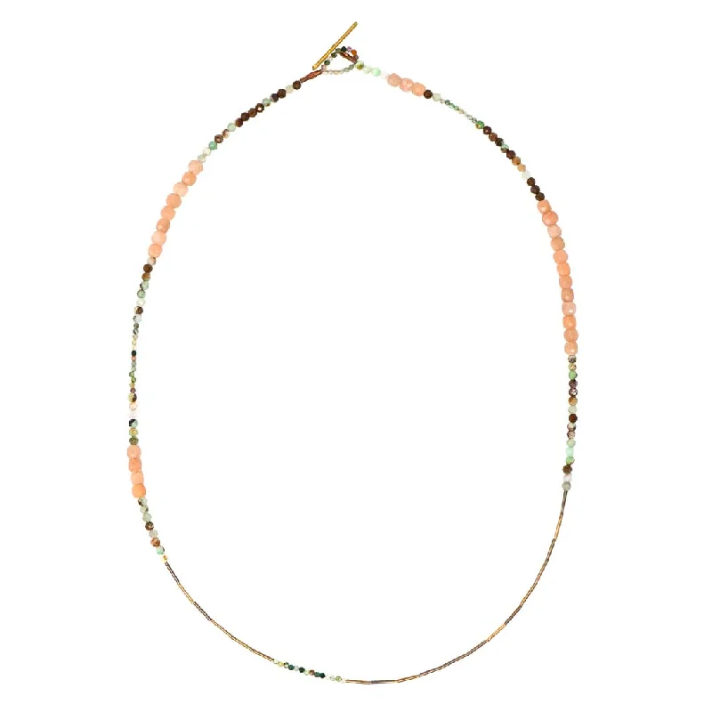 Peach Moonstone & Chrysoprase Bead Neacklce