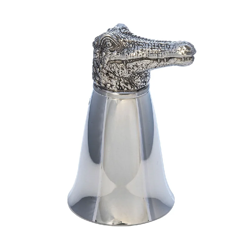 Pewter Gator Stirrup Cup Jigger 2.5oz