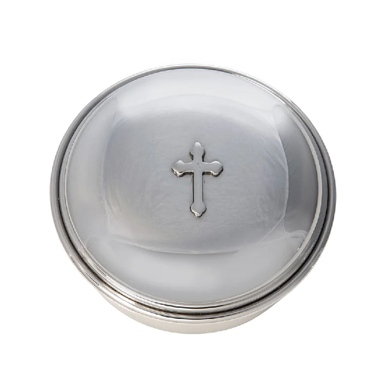 Pewter Round Cross Keepsake Box