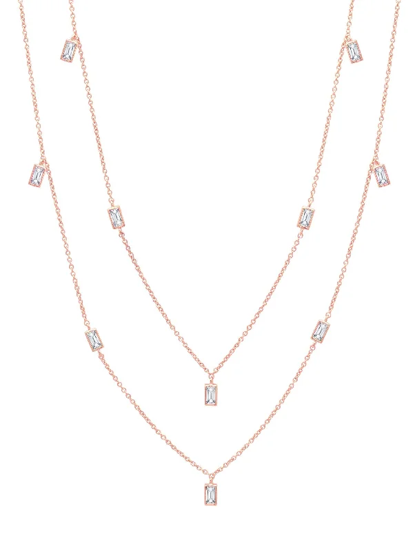 Prism Baguette 36" Necklace Finished in 18kt Rose Gold