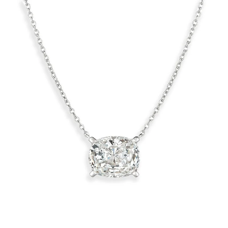 Radiant Cushion Cut Necklace Finished in Pure Platinum