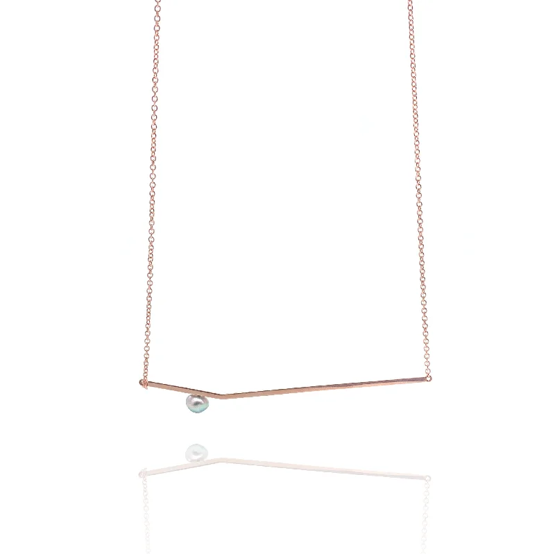 Rose Gold Pearl Line Necklace