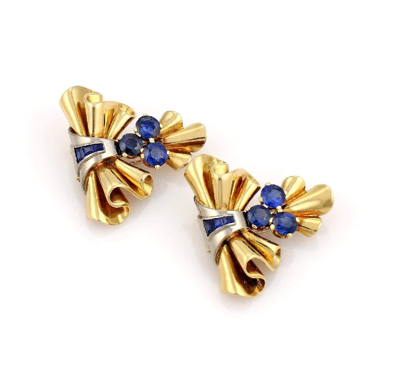 RETRO SAPPHIRE AND GOLD CLIPS