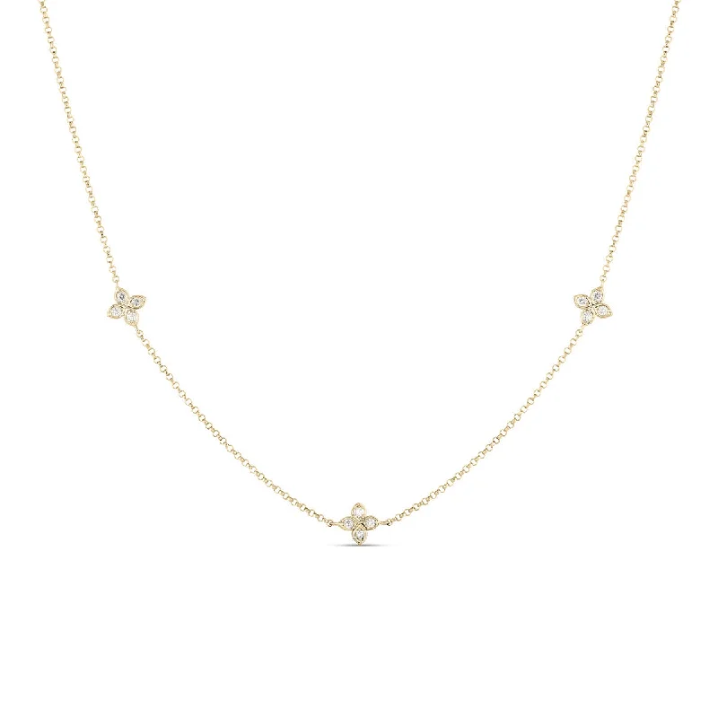 Roberto Coin Diamonds By The Inch 3 Station Flower Necklace