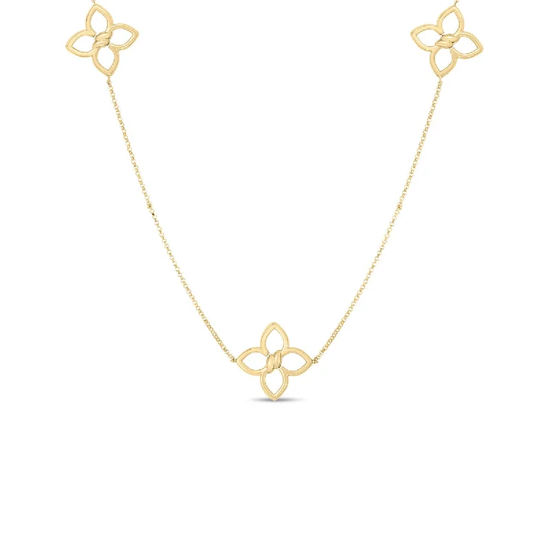 Roberto Coin Cialoma Diamond Flower Station Long Necklace