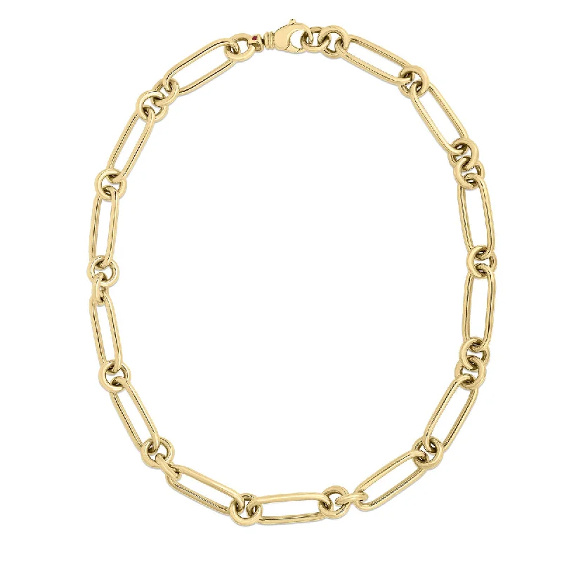 Roberto Coin Designer Gold Alternating Link Chain Necklace