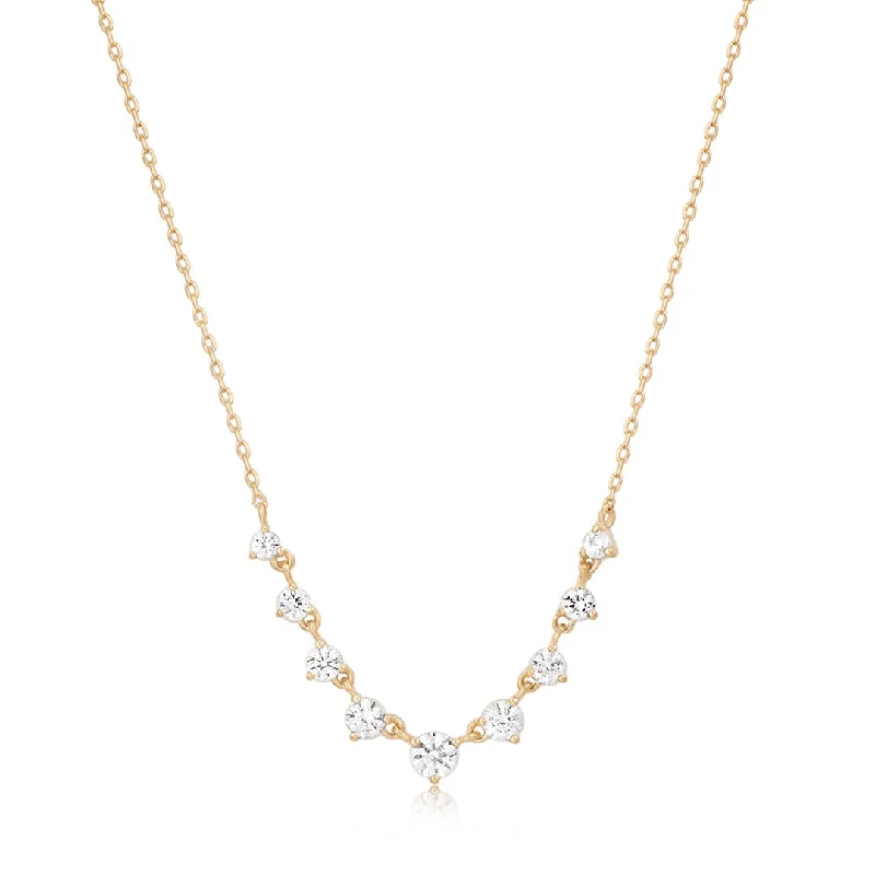 Rose Cut White Sapphire 14K Yellow Gold Necklace