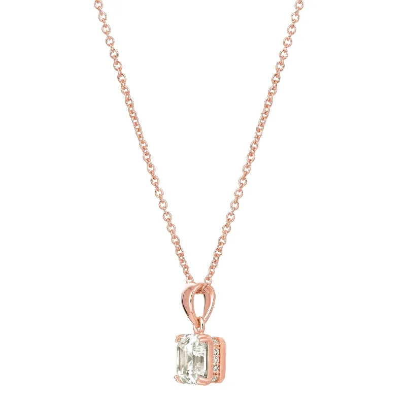 Royal Asscher Cut Pendant Necklace Finished in 18kt Rose Gold