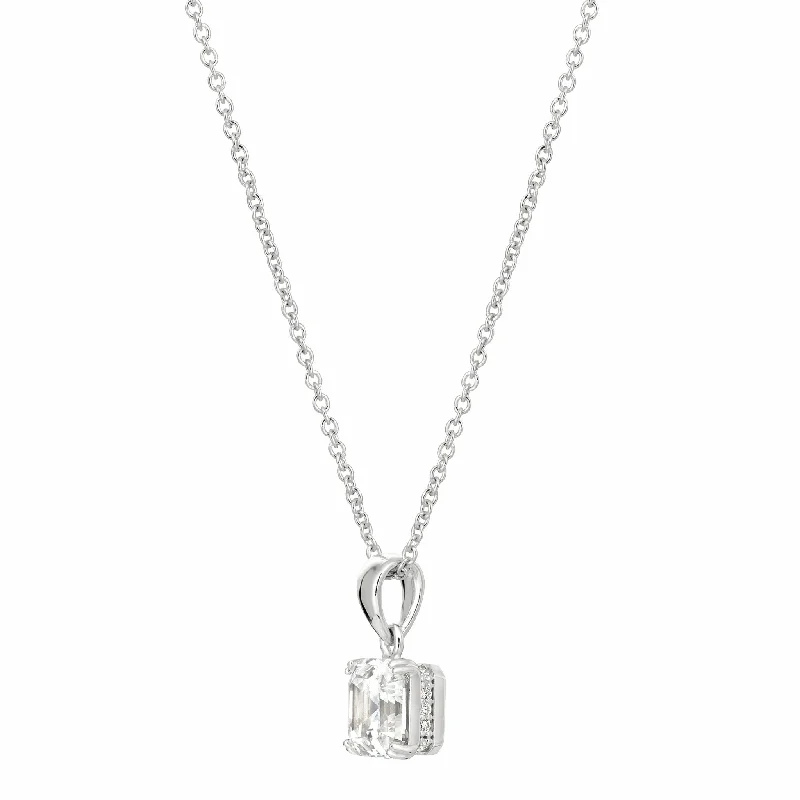 Royal Asscher Cut Pendant Necklace Finished in Pure Platinum