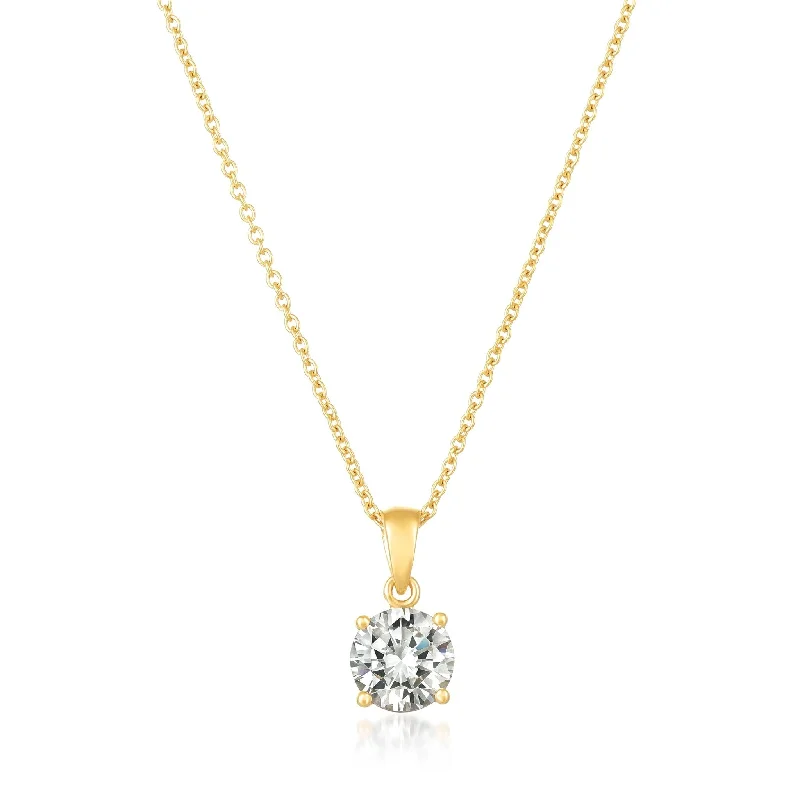 Royal Brilliant Cut Pendant Necklace Finished in 18kt Yellow Gold