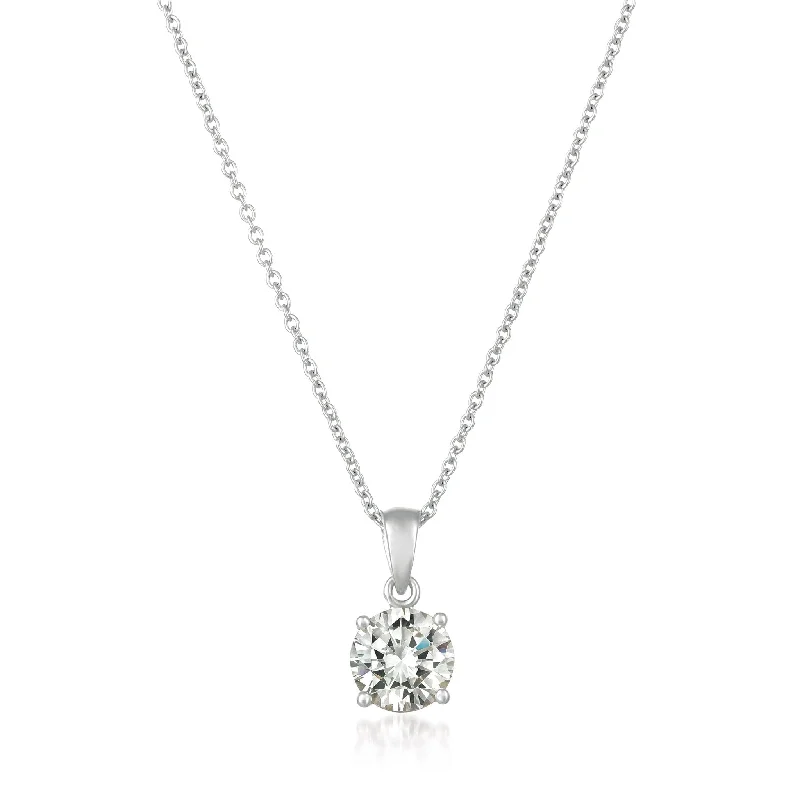 Royal Brilliant Cut Pendant Necklace Finished in Pure Platinum