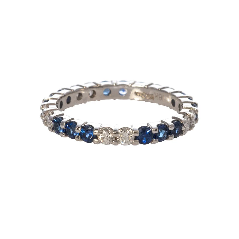 Sapphire & Diamond 18K White Gold Eternity Band