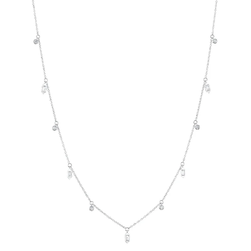 Shy Creation Diamond Baguette Bezel Necklace