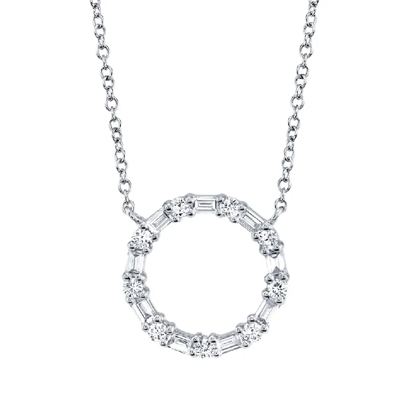 Shy Creation Diamond Baguette Circle Necklace SC55008725