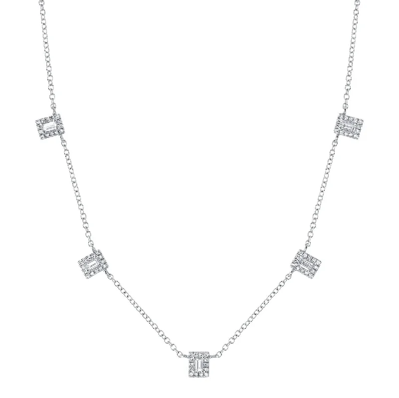 Shy Creation Diamond Baguette Necklace