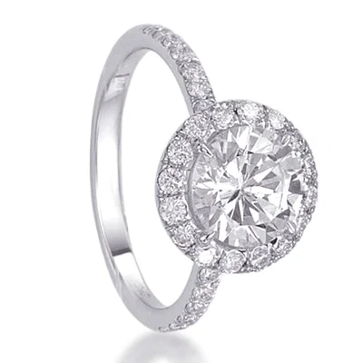 White Gold Round Diamond Halo Mounting