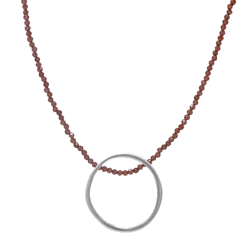 Circle on Garnet Necklace