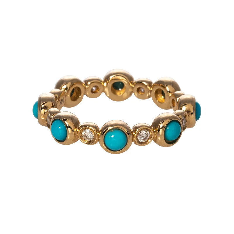 Turquoise & Diamond 14K Yellow Gold Eternity Band