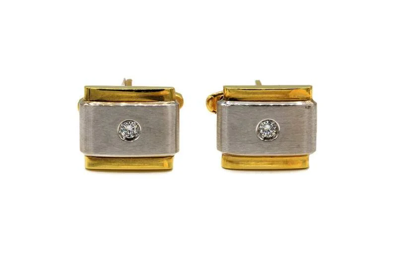 TWO TONE DIAMOND CUFFLINKS