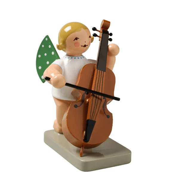 Wendt & Kuhn Angel with Double Bass Wooden Figurine