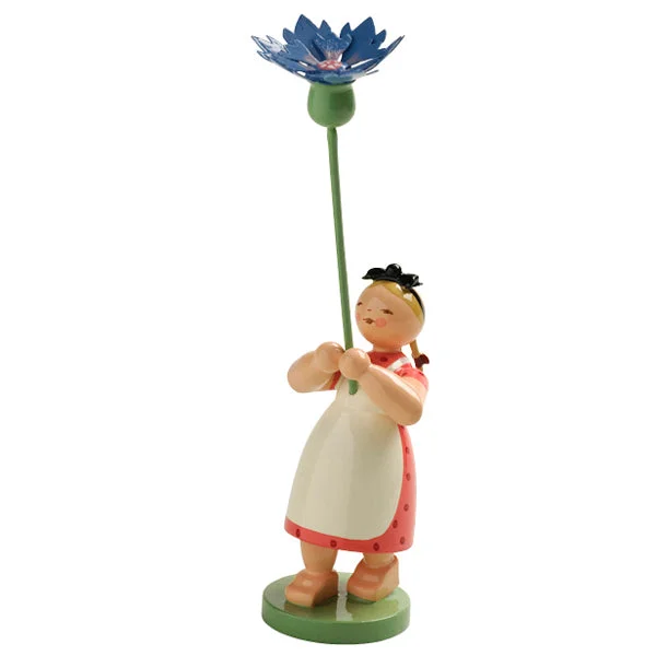 Wendt & Kuhn Girl with Cornflower Wooden Figurine