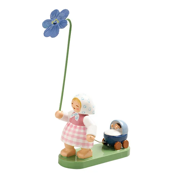 Wendt & Kuhn Girl with Violet Wooden Figurine