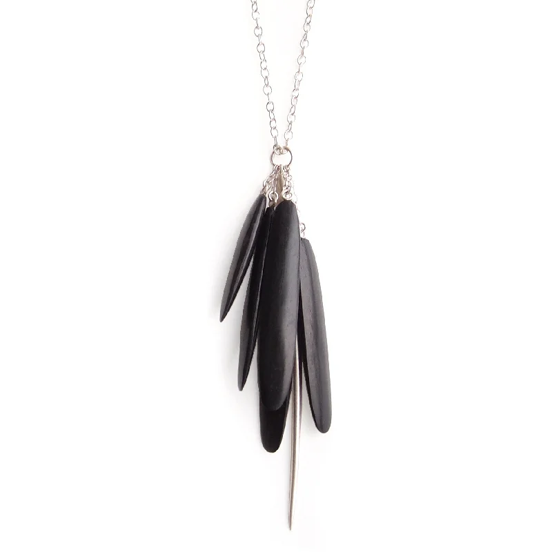 wood tassle & spicula necklace