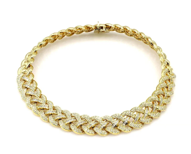 WOVEN YELLOW GOLD AND DIAMOND NECKLACE