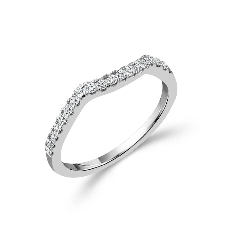 14K White Gold Diamond Contour Wedding Band