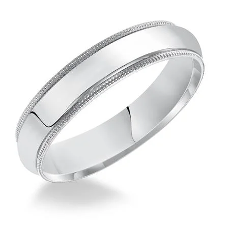 White Gold Milgrain Wedding Band