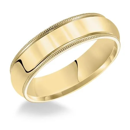 14K Yellow Gold 4mm Comfort Fit Milgrain Wedding Band